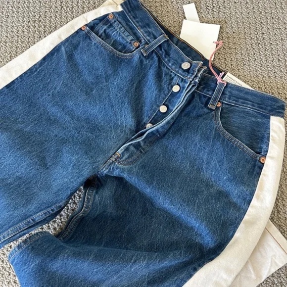 B SIDES Indigo and Ivory Straight Leg Jeans - Picture 4 of 14